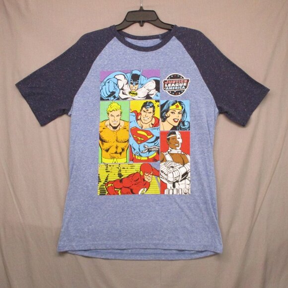 DC Comics Character Graphic Print Raglan Short Sleeve Blue Men Size | L - Picture 1 of 10